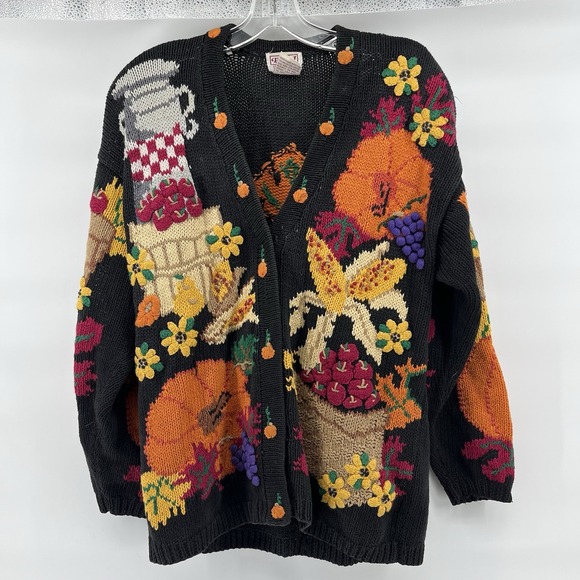 PBJ Sports Sweaters - VTG Womens PBJ Sport Cardigan Sweater Button Up Size L Fall Embroidered Knit